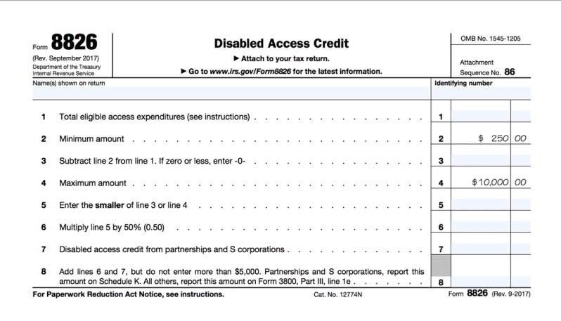 Screenshot Of Irs Form F8826 - Tax Credit For Ada Compliance Upgrades