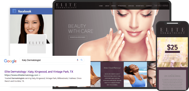 Elite Dermatology Website on Multiple Devices Custom Featured Image