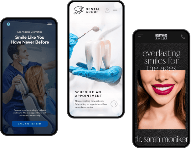 Three Dental Websites Shown On Iphones
